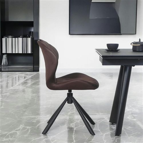 Chaise Pivotante Marron Foncé Avec Dossier Courbe, (lot De 2) Lombardie