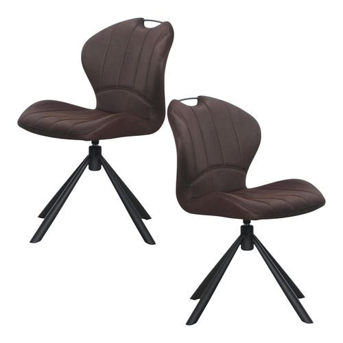 Chaise Pivotante Marron Foncé Avec Dossier Courbe, (lot De 2) Lombardie