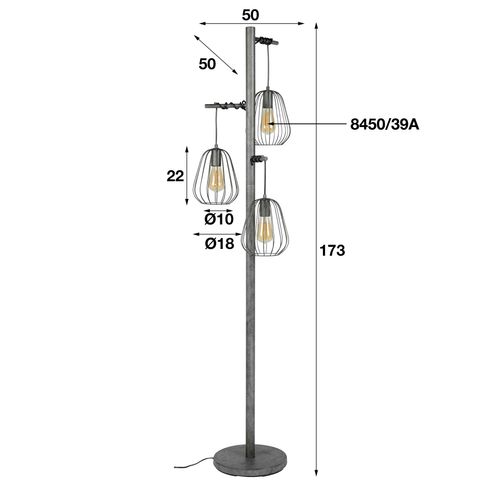 Lampadaire Salon 3 Lampes Lamphun