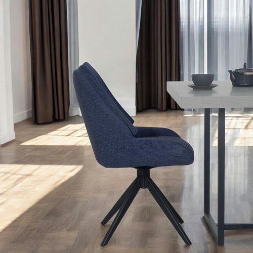 Chaise Bleu Nuit Pivotante En Velours Texturé (lot De 2) Iena