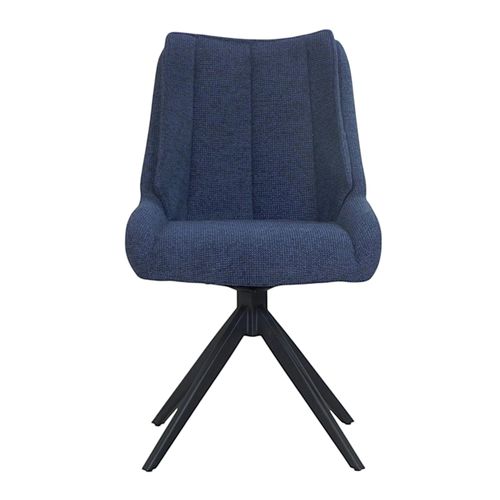 Chaise Bleu Nuit Pivotante En Velours Texturé (lot De 2) Iena