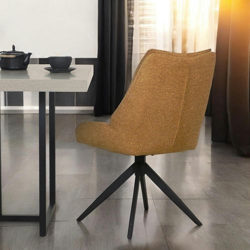 Chaise Moutarde Pivotante En Velours Texturé (lot De 2) Iena