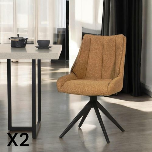 Chaise Moutarde Pivotante En Velours Texturé (lot De 2) Iena