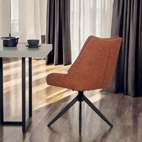 Chaise Terracotta Pivotante En Velours Texturé (lot De 2) Iena
