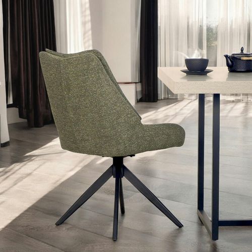 Chaise Vert Foncé Pivotante En Velours Texturé (lot De 2) Iena