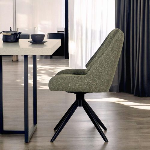 Chaise Vert Foncé Pivotante En Velours Texturé (lot De 2) Iena