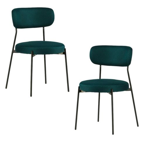 Chaise En Tissu Résille Matelassée Bleu (lot De 2) Iena