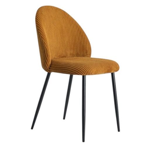 Chaise En Tissu Côtelé Moutarde (lot De 2) Iena