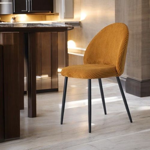 Chaise En Tissu Côtelé Moutarde (lot De 2) Iena