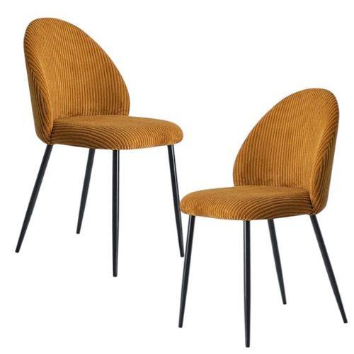 Chaise En Tissu Côtelé Moutarde (lot De 2) Iena