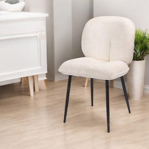 Chaise Cosy En Tissu Blanc (lot De 2) Iena