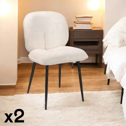 Chaise Cosy En Tissu Blanc (lot De 2) Iena