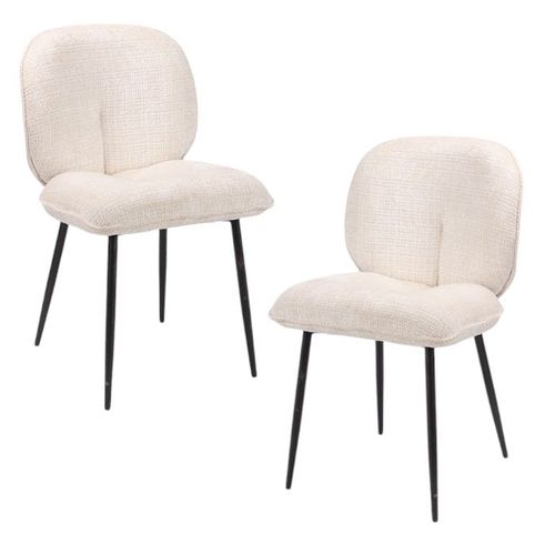 Chaise Cosy En Tissu Blanc (lot De 2) Iena