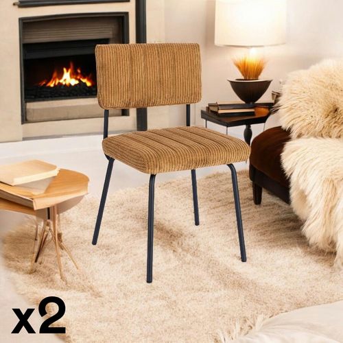 Chaise Velours Grosses Côtes Moutarde (lot De 2) Iena