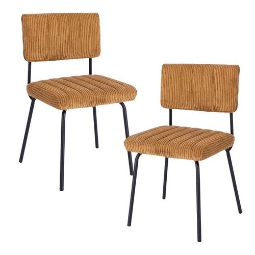 Chaise Velours Grosses Côtes Moutarde (lot De 2) Iena