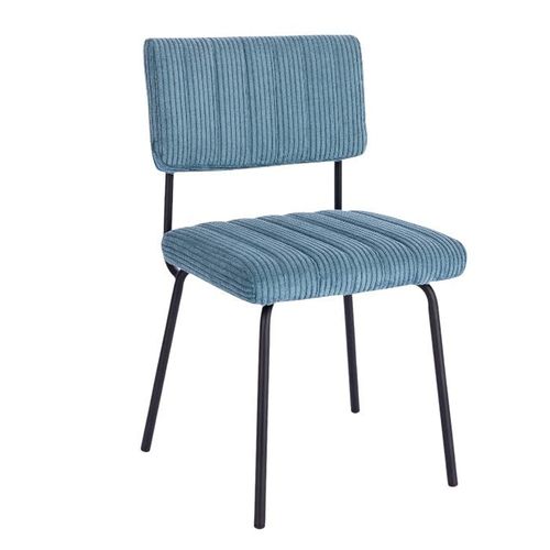 Chaise Velours Grosses Côtes Bleu Pétrole (lot De 2) Iena