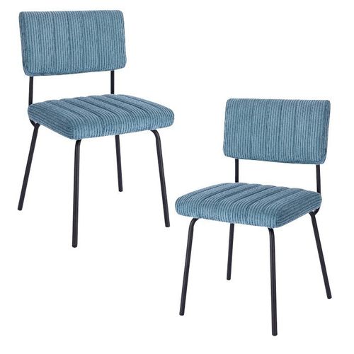 Chaise Velours Grosses Côtes Bleu Pétrole (lot De 2) Iena