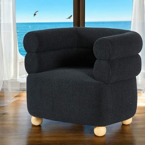 Fauteuil Cabriolet Design Tissu Bouclé Bleu Iena