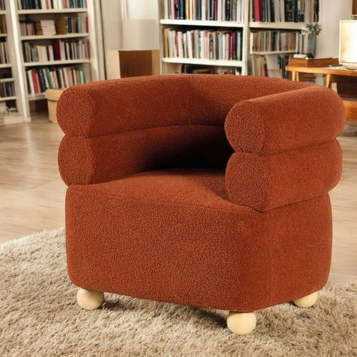 Fauteuil Cabriolet Design Tissu Bouclé Terracotta Iena