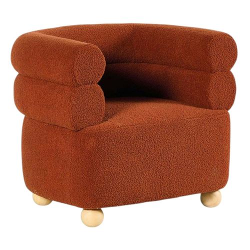 Fauteuil Cabriolet Design Tissu Bouclé Terracotta Iena