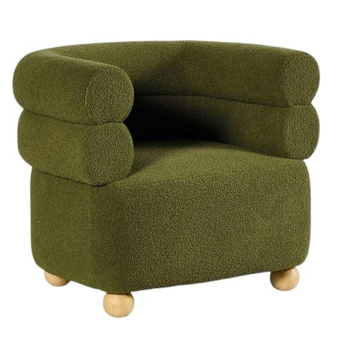 Fauteuil Cabriolet Design Tissu Bouclé Vert Iena