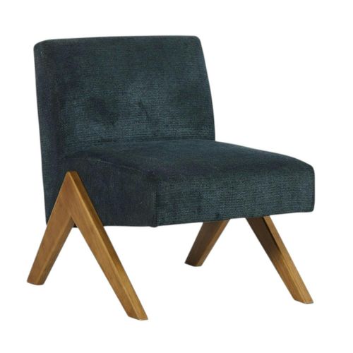 Fauteuil De Salon Bois Et Velours Bleu Soho