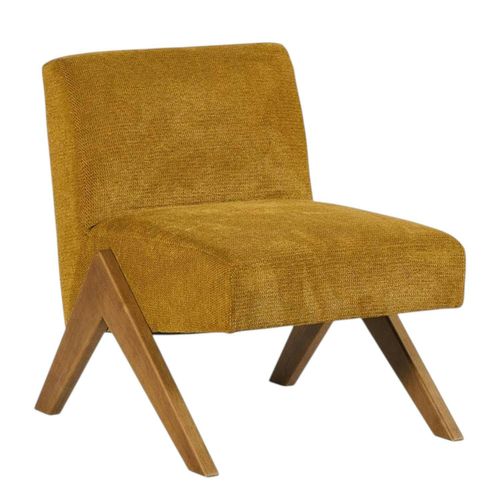 Fauteuil De Salon Bois Et Velours Moutarde Soho