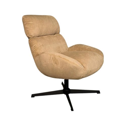 Fauteuil De Salon Rotatif Tissu Côtelé Camel Iena