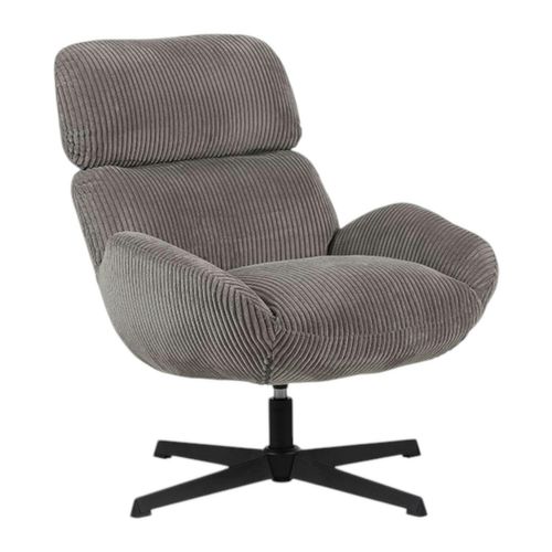 Fauteuil De Salon Rotatif Tissu Côtelé Gris Iena