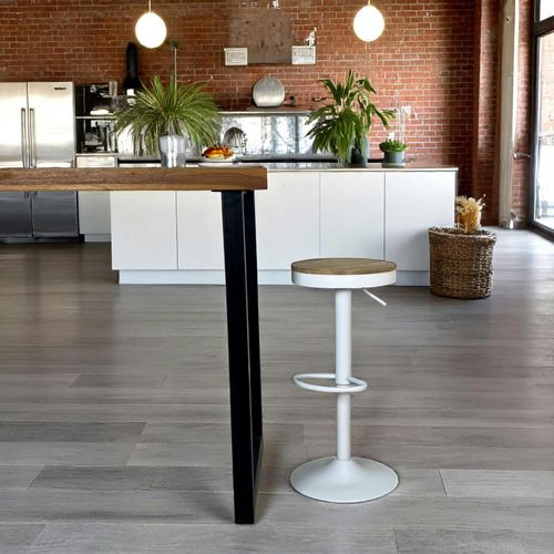 Tabouret De Bar Réglable Métal Blanc (lot De 2) Leeds