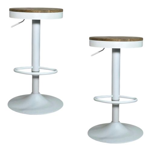 Tabouret De Bar Réglable Métal Blanc (lot De 2) Leeds