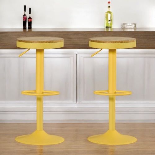 Tabouret De Bar Réglable Métal Jaune (lot De 2) Leeds