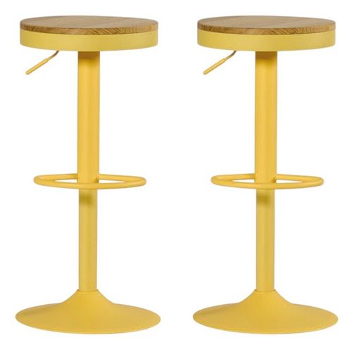 Tabouret De Bar Réglable Métal Jaune (lot De 2) Leeds