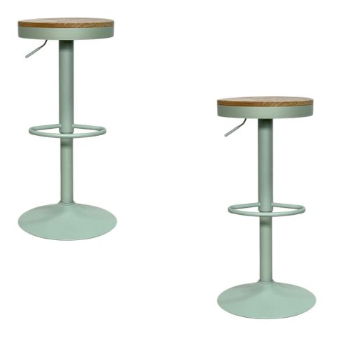 Tabouret De Bar Réglable Métal Vert (lot De 2) Leeds