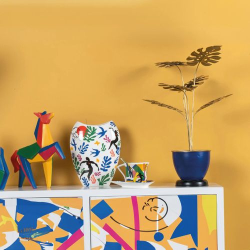 Vase Blanc Décor Matisse 20x25 Cm