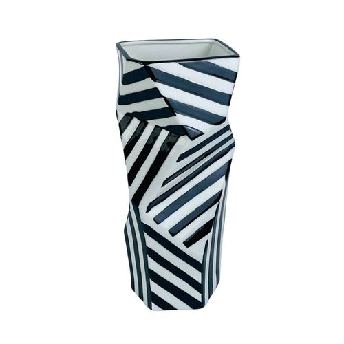 Vase Destructuré Blanc Et Noir H31 Cm