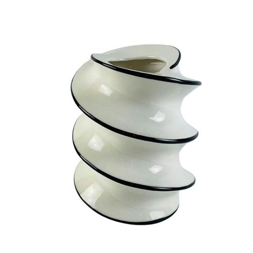 Vase Spirale Blanc Et Noir H18,5 Cm