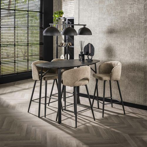 Table Haute De Cuisine Forme Organique Avec Effet Marbre 140 Cm Ralf