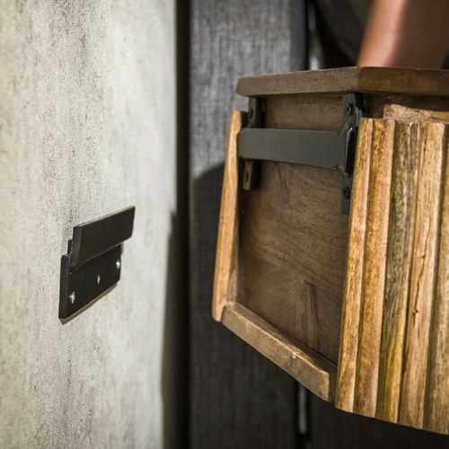 Table De Nuit Murale En Bois De Manguier Rainuré, Forme Ronde Delhi