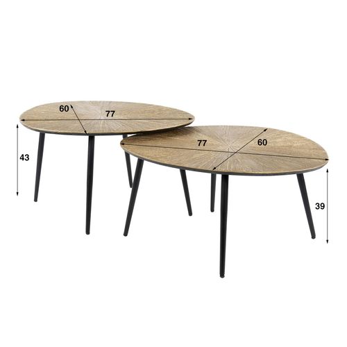 Table Basse Organique, Motif Soleil (lot De 2) Ralf