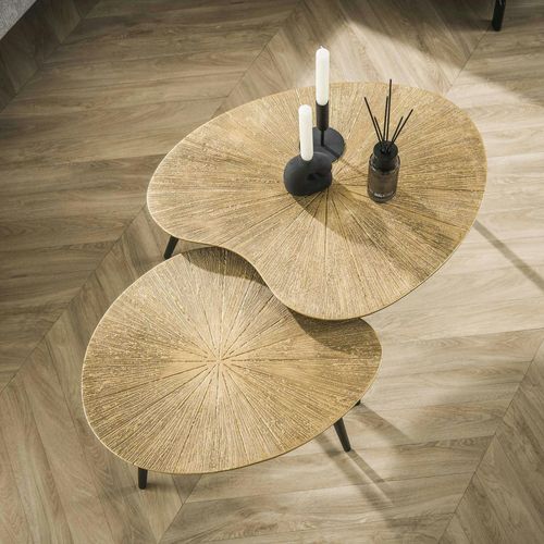 Table Basse Organique, Feuille De Ginkgo Stylisée (lot De 2) Ralf