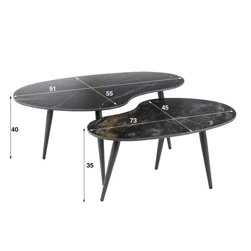 Table Basse En Céramique Forme Haricot (lot De 2) Galway