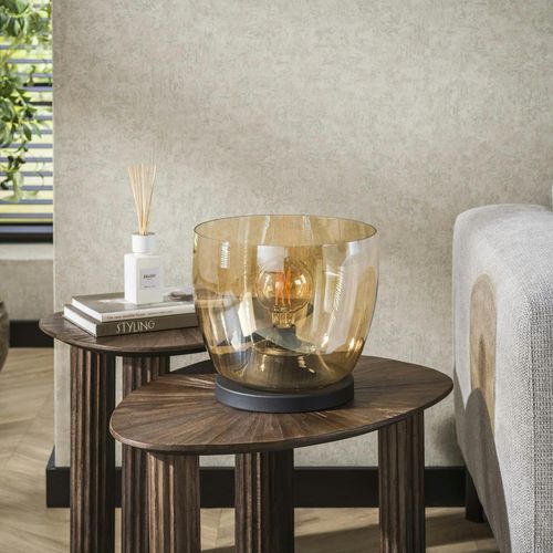 Lampe De Salon Moderne Avec Vasque En Verre Ambré 27 Cm Niagara