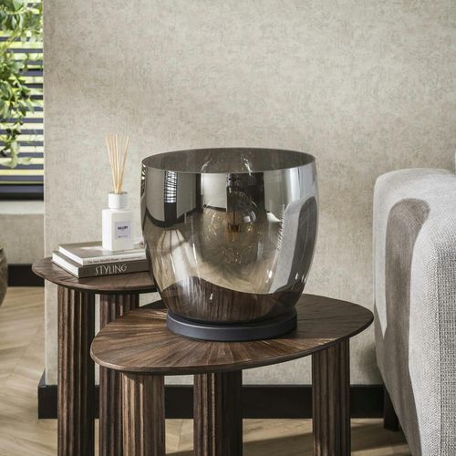 Lampe De Salon Moderne Avec Vasque En Verre Gris Fumé 32 Cm Niagara