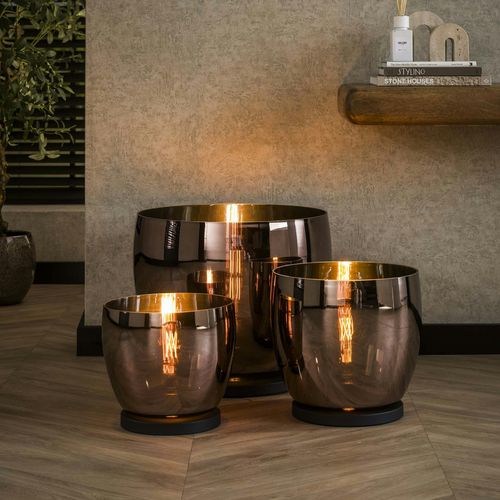 Lampe De Salon Moderne Avec Vasque En Verre Cuivré 32 Cm Niagara