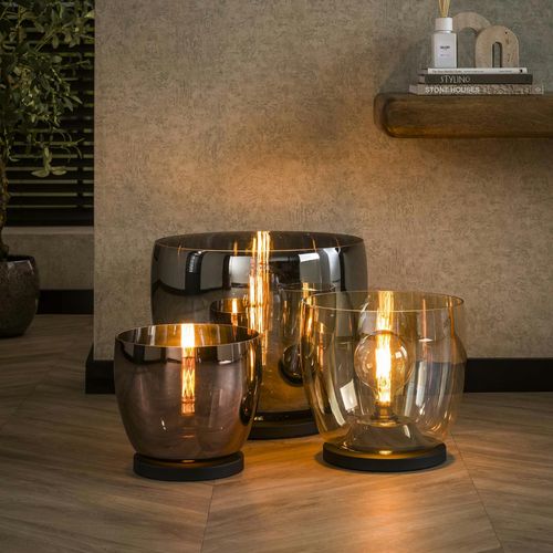 Lampe De Salon Moderne Avec Vasque En Verre Ambré 41 Cm Niagara