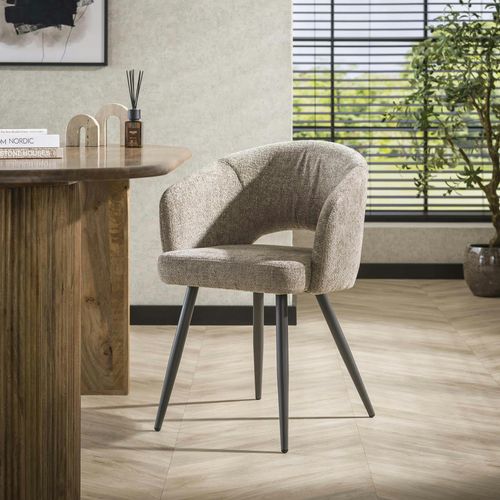 Fauteuil De Table En Velours Tissé Sable Avec Dossier Ouvert (lot De 2) Galway