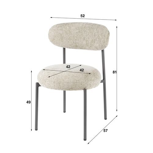 Chaise Beige Sable Moderne En Velours Tissé (lot De 2) Creek