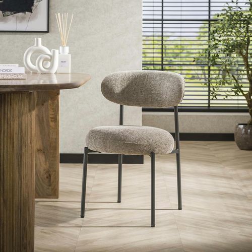 Chaise Beige Sable Moderne En Velours Tissé (lot De 2) Creek