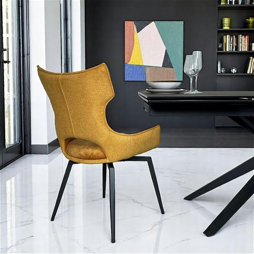 Chaise Pivotante Dorée Bi-matière, Dossier En T (lot De 2) Lombardie